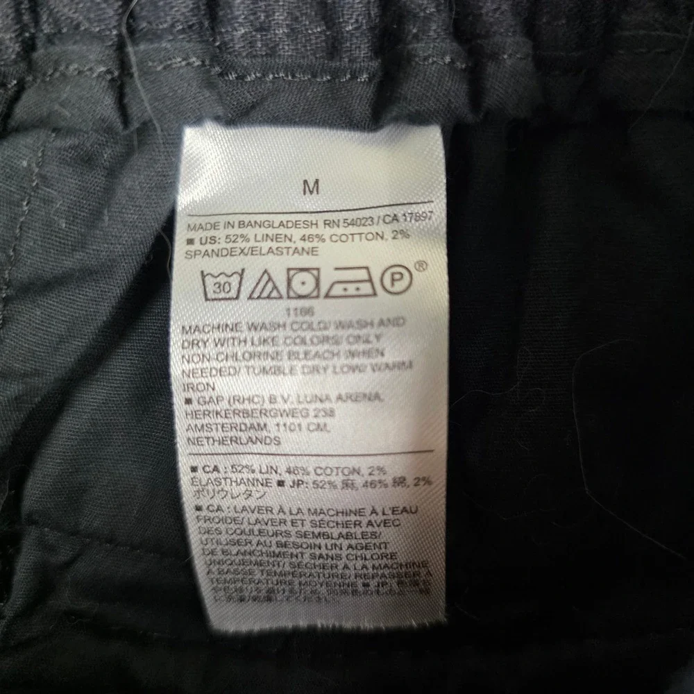 Banana Republic Black Linen Blend Wide Leg Cropped Pants Womens Medium